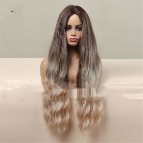 Medium Brown Gradient Blonde Women's Long Curly Hair