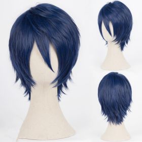 Men's And Women's Fashion Anti-curved Face Cosplay Wig (Color: Dark Blue)