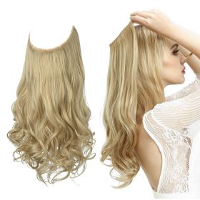 Wig Female Extension Chemical Fiber Long Curly Hair Matte High-temperature Fiber Fishing Thread Wig Set (Option: Natural blonde-40cm)