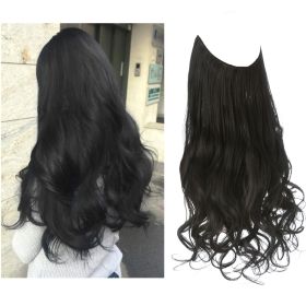 Wig Female Extension Chemical Fiber Long Curly Hair Matte High-temperature Fiber Fishing Thread Wig Set (Option: Black-40cm)