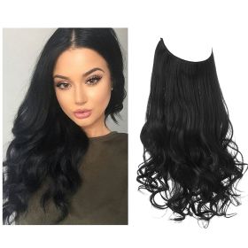 Wig Female Extension Chemical Fiber Long Curly Hair Matte High-temperature Fiber Fishing Thread Wig Set (Option: Jet Black-40cm)