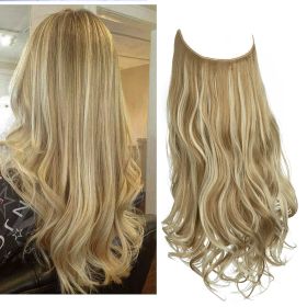 Wig Female Extension Chemical Fiber Long Curly Hair Matte High-temperature Fiber Fishing Thread Wig Set (Option: Dirty blonde-40cm)