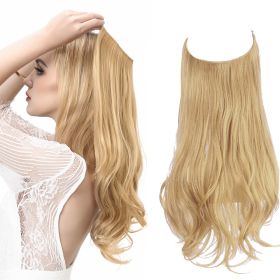 Wig Female Extension Chemical Fiber Long Curly Hair Matte High-temperature Fiber Fishing Thread Wig Set (Option: Golden blonde-40cm)