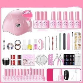 Nail Polish Glue Full Manicure Set Set Of Tools For Beginners Home (Option: 60WUSB model-Base set of 20colors)