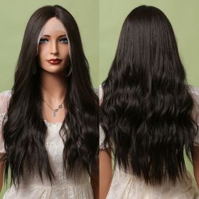 Women's Fashion Front Lace Middle Part Long Curly Wig (Option: 1B)