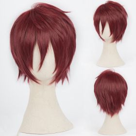 Men's And Women's Fashion Anti-curved Face Cosplay Wig (Color: Wine Red)