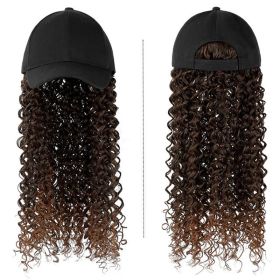 Women's Fashion Natural Headgear With Hat And Wig (Option: Dark brown)