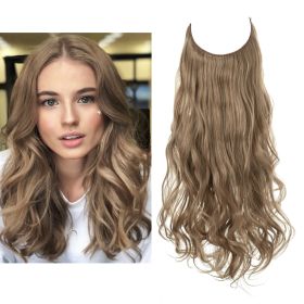 Wig Female Extension Chemical Fiber Long Curly Hair Matte High-temperature Fiber Fishing Thread Wig Set (Option: Brown blonde-40cm)