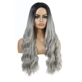 European And American Female Wigs, Wavy Curly Hair, Ladies Wig Head (Color: Silver)