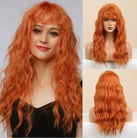 Women's Fashion Halloween Wig Orange Small Volume Qi Bangs Mechanism Headgear (Option: 1 Style)