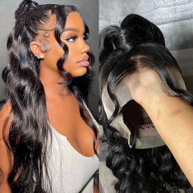 Long Hair Wavy Lace Wig (Option: Black-28inch)